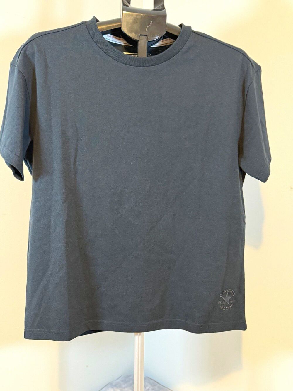 Converse Chuck Taylor Black Cotton Jersey Logo Crew Neck Tee XS
